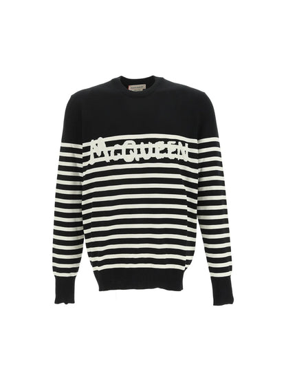 ALEXANDER MCQUEEN
COTTON JERSEY WITH GRAFFITI LOGO INLAY WITH STRIPED PATTERN