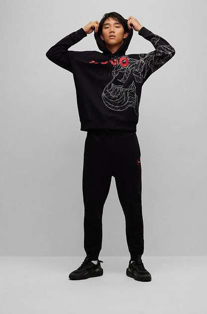 Hugo Boss - Cotton Terry Logo Hoodie With Tattoo-Inspired Print