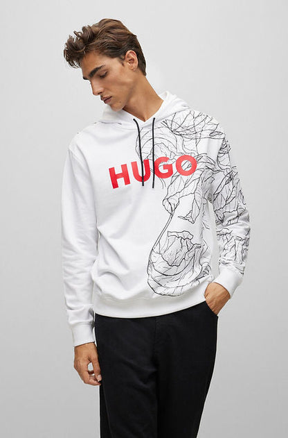 Hugo Boss - Cotton Terry Logo Hoodie With Tattoo-Inspired Print