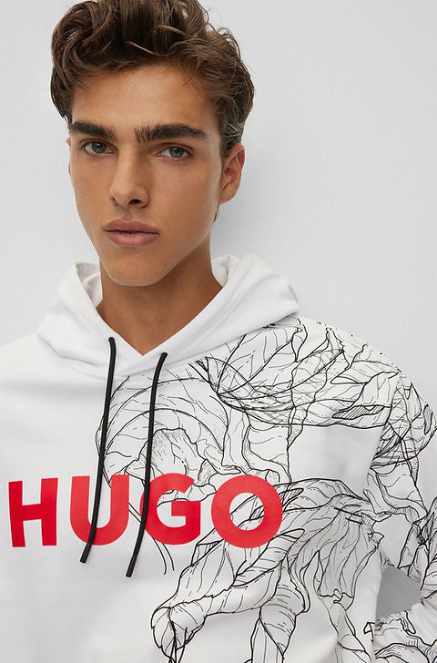 Hugo Boss - Cotton Terry Logo Hoodie With Tattoo-Inspired Print